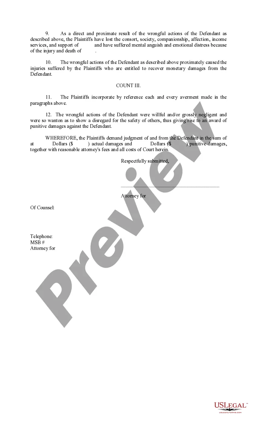 Get Complaint for Wrongful Death - Gunshot Preview Complaint for Wrongful Death - Gunshot