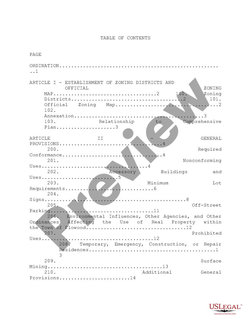 page 0 Ordinance Establishing Comprehensive Zoning Regulations preview