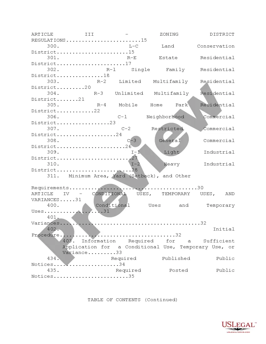 Preview Ordinance Establishing Comprehensive Zoning Regulations