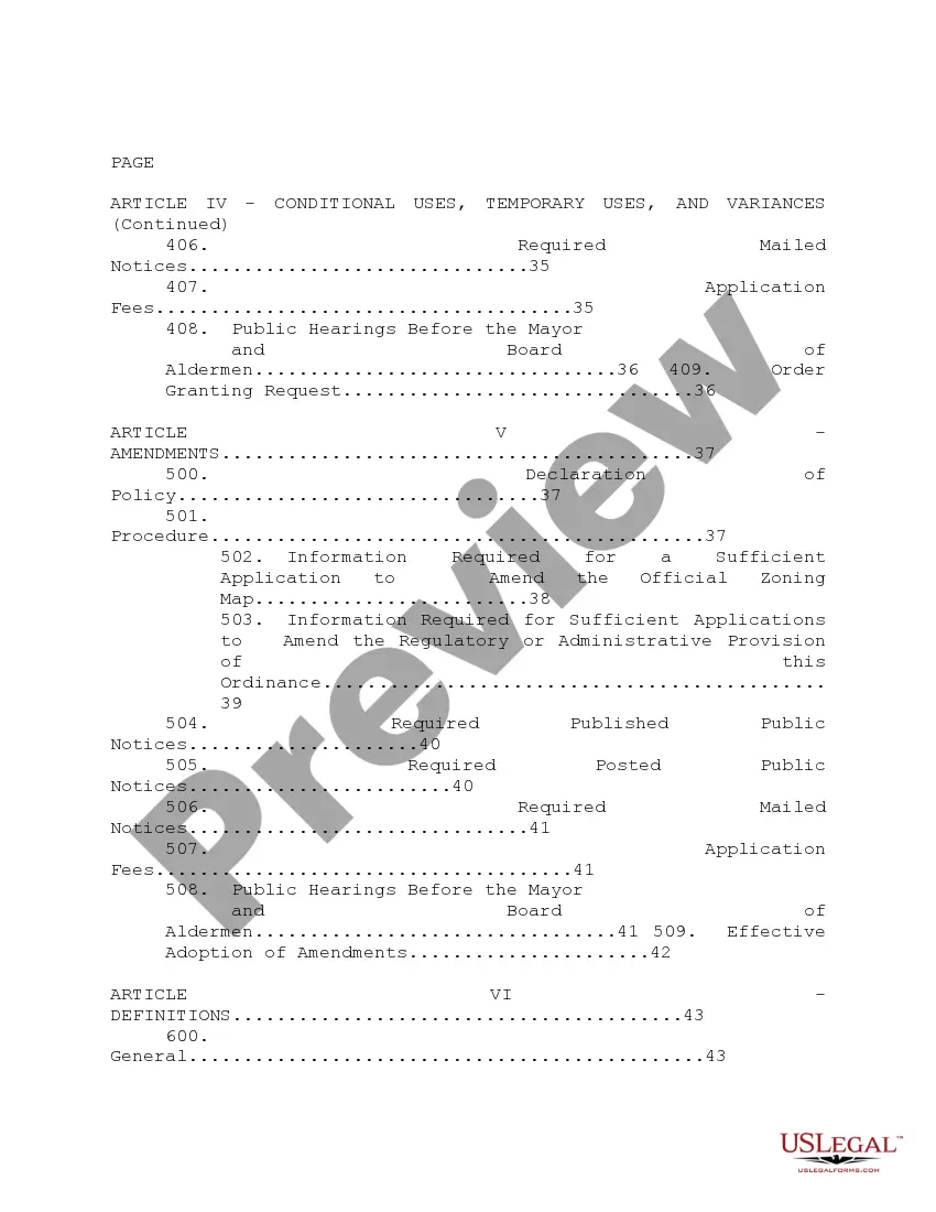 Preview Ordinance Establishing Comprehensive Zoning Regulations