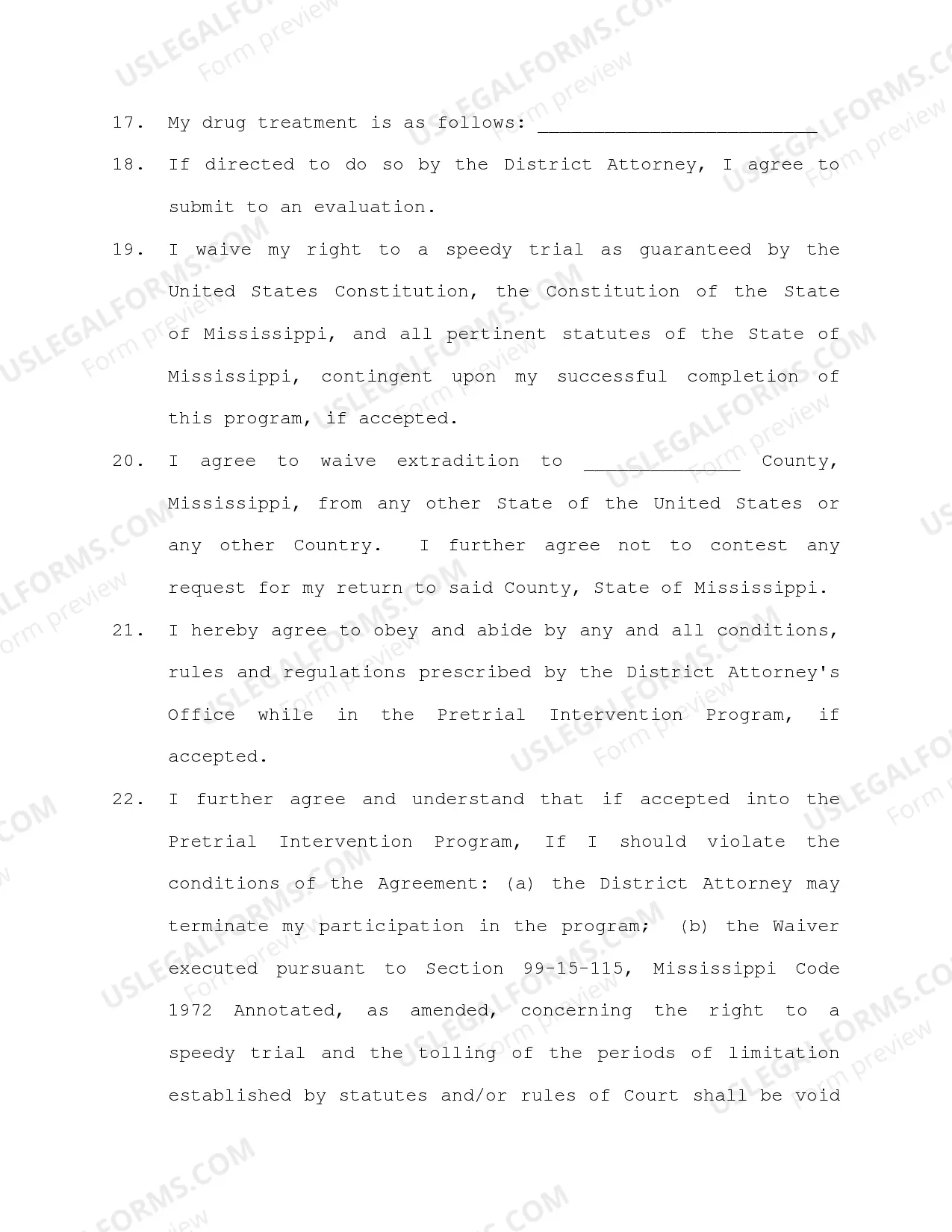 Preview Application for Acceptance into the Pretrial Intervention Program of the Twentieth Circuit Court District