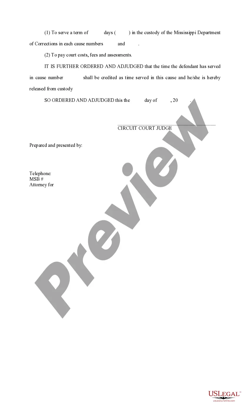 Preview Judgment of Conviction and Sentence - Circuit Court