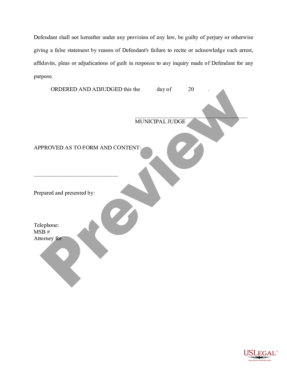 page 1 Order Granting Expunction of Record preview