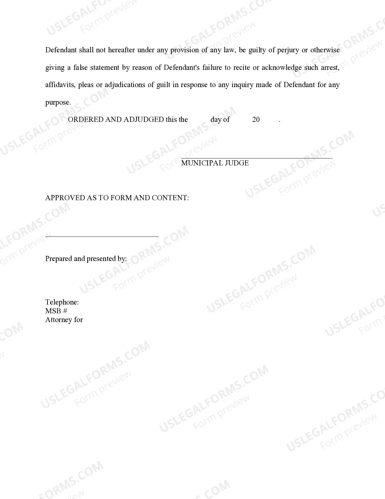 Preview Order Granting Expunction of Record