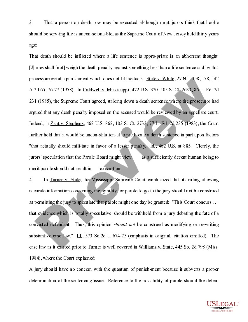 Preview Motion to Bar Prejudicial and Inaccurate Speculation Concerning Defendant's Possible Eligibility for Parole