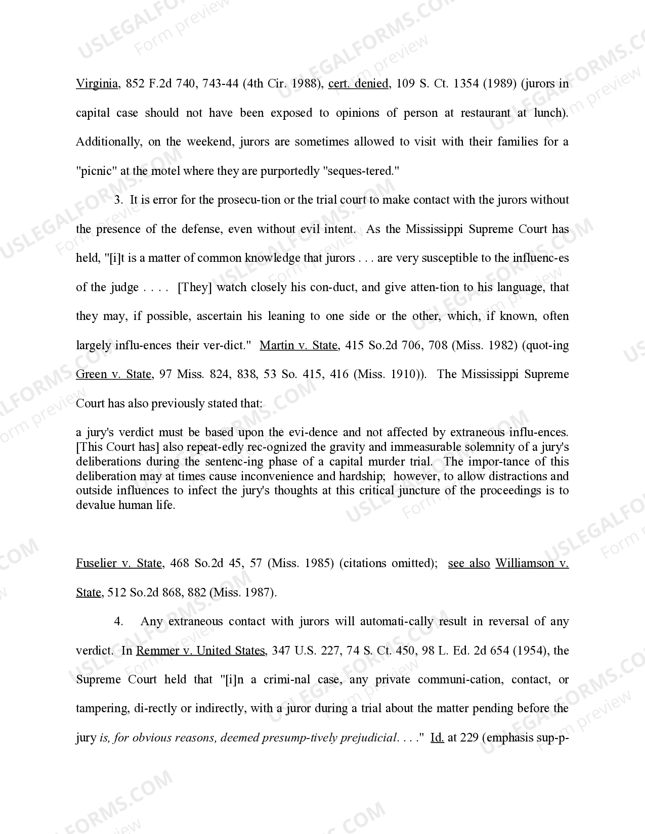 Mississippi Motion to Sequester Jurors Prior to and During the Trial of