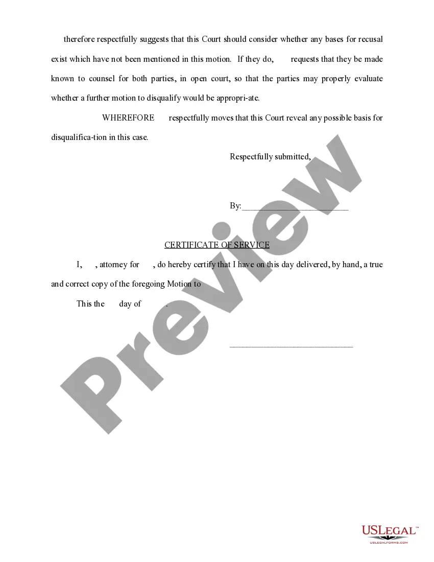 Preview Motion for Disclosure of Any Possible Basis of Judicial Recusal