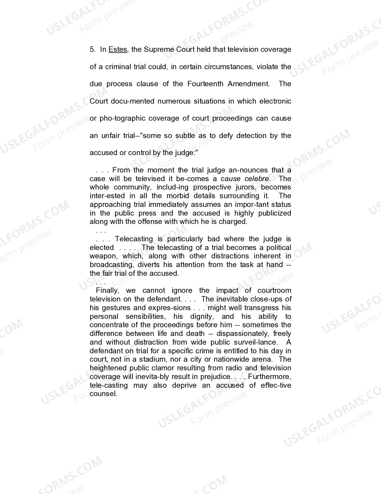 Preview Motion to Prohibit Electronic and Photographic Coverage