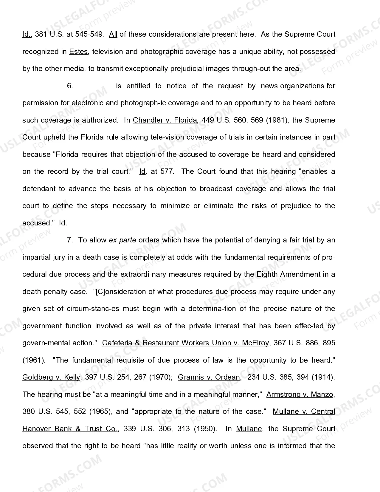 Preview Motion to Prohibit Electronic and Photographic Coverage