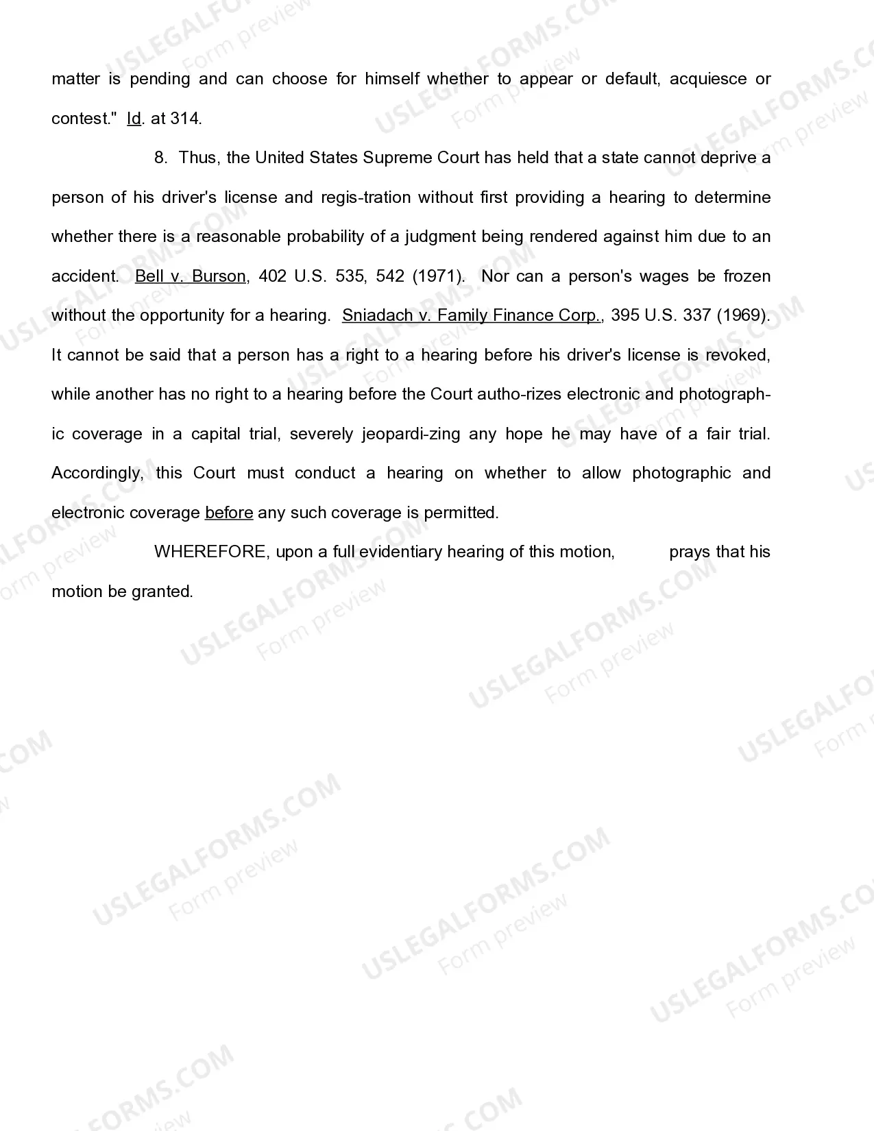 Preview Motion to Prohibit Electronic and Photographic Coverage