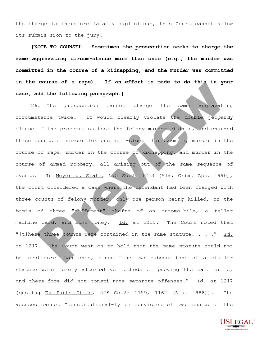 Preview Motion to Bar Use of Certain Aggravating Circumstances