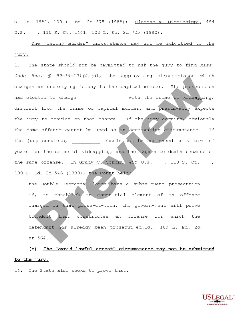 Preview Motion to Bar Use of Certain Aggravating Circumstances