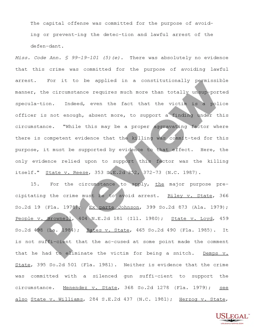 Preview Motion to Bar Use of Certain Aggravating Circumstances