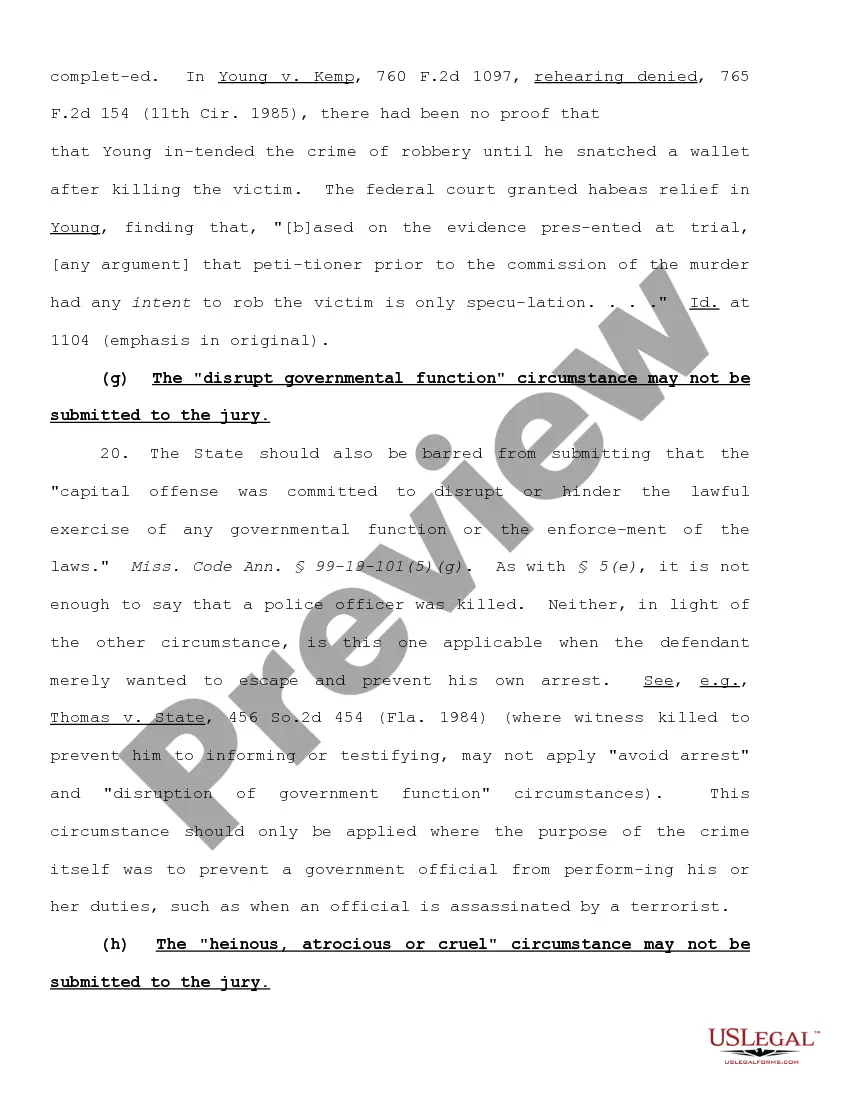 Preview Motion to Bar Use of Certain Aggravating Circumstances