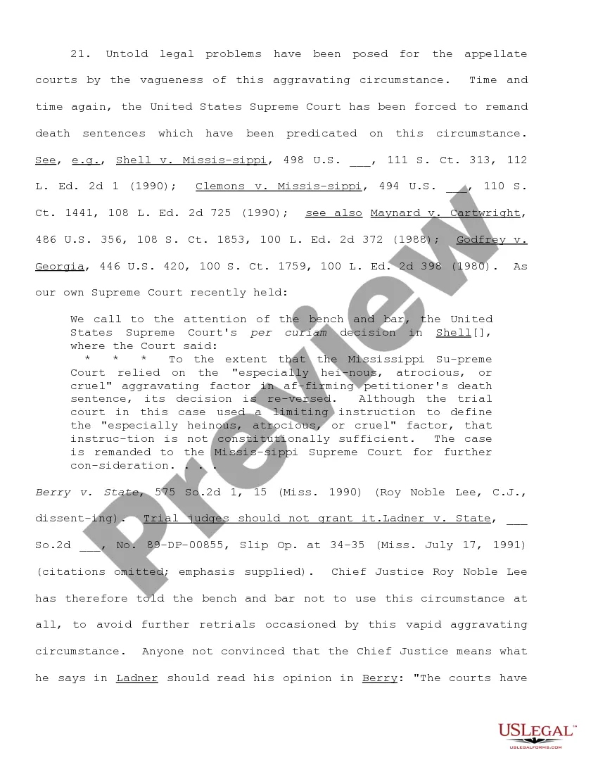 Preview Motion to Bar Use of Certain Aggravating Circumstances