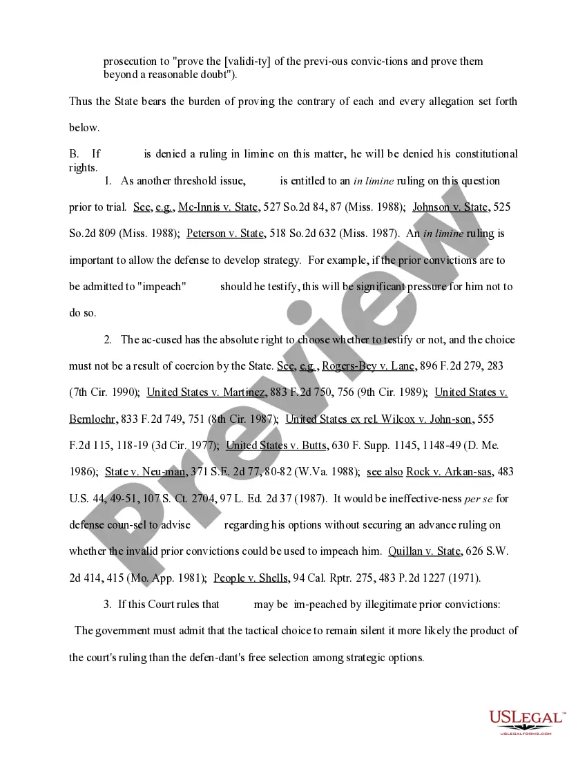 Preview Motion to Bar Introduction of Any Evidence Relating to Prior Convictions or Bad Acts