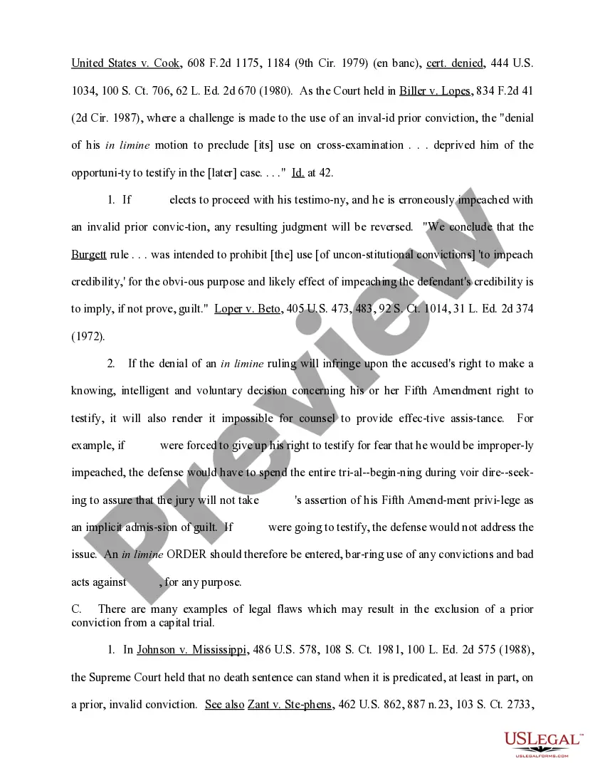 Preview Motion to Bar Introduction of Any Evidence Relating to Prior Convictions or Bad Acts