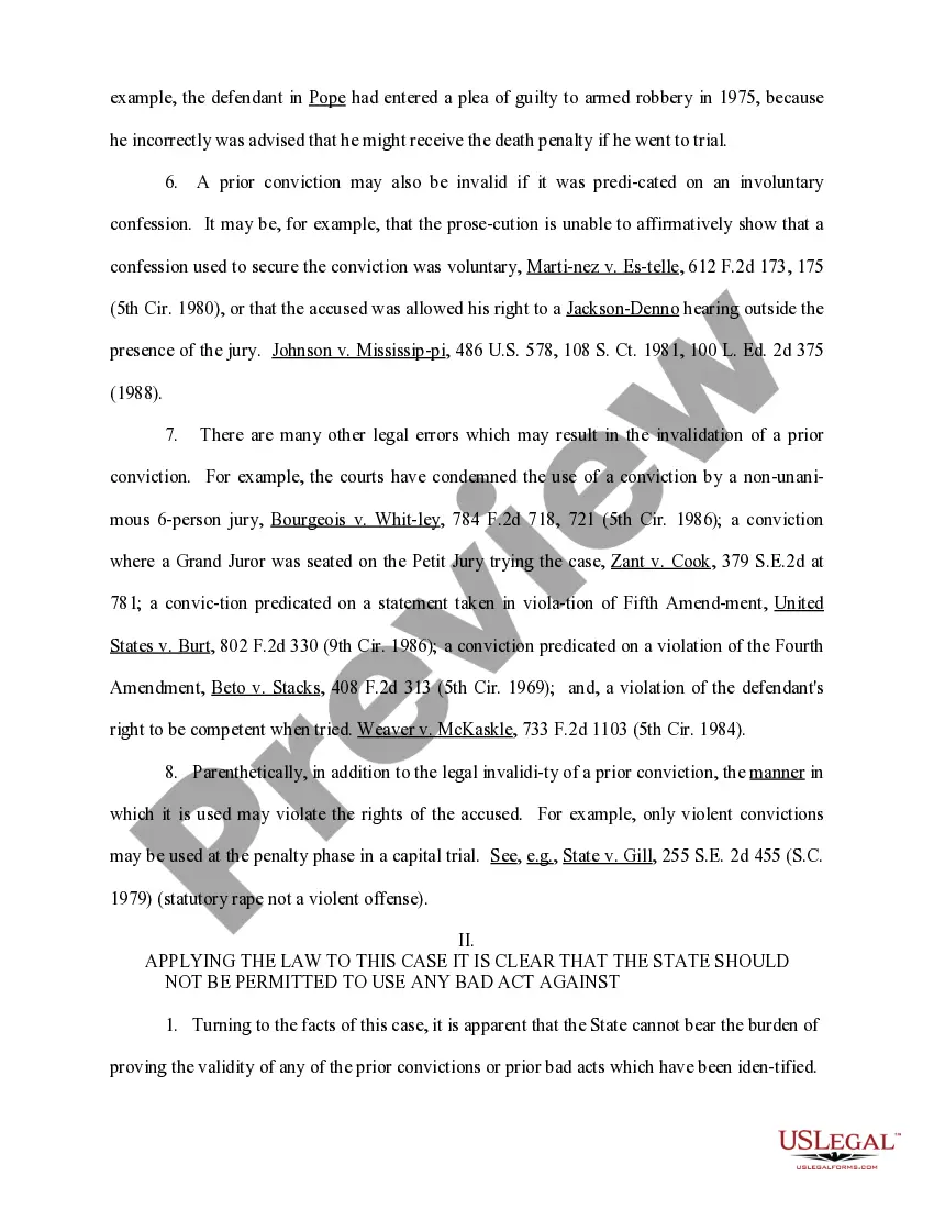 Preview Motion to Bar Introduction of Any Evidence Relating to Prior Convictions or Bad Acts