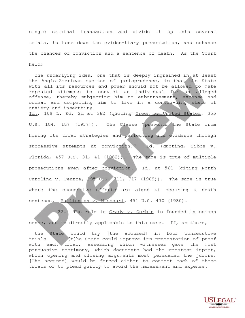Preview Rule 5a Petition for Permission to Appeal Order Denying Motion to Bar Reprosecution Under Double Jeopardy Clause