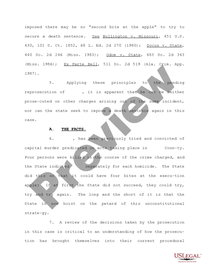 Preview Rule 5a Petition for Permission to Appeal Order Denying Motion to Bar Reprosecution Under Double Jeopardy Clause