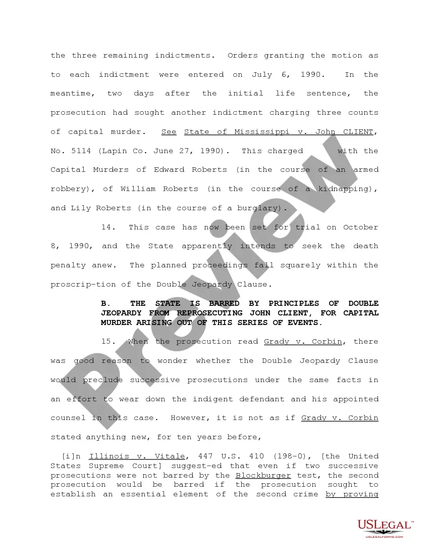 Preview Rule 5a Petition for Permission to Appeal Order Denying Motion to Bar Reprosecution Under Double Jeopardy Clause