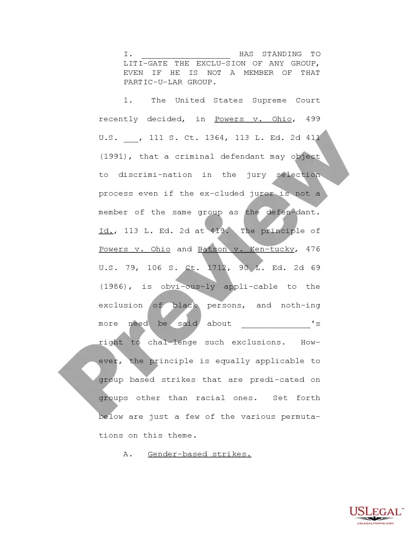 Preview Motion to Preclude the Prosecution from Using Peremptory Challenges to Exclude Black Persons and Members of Other Groups