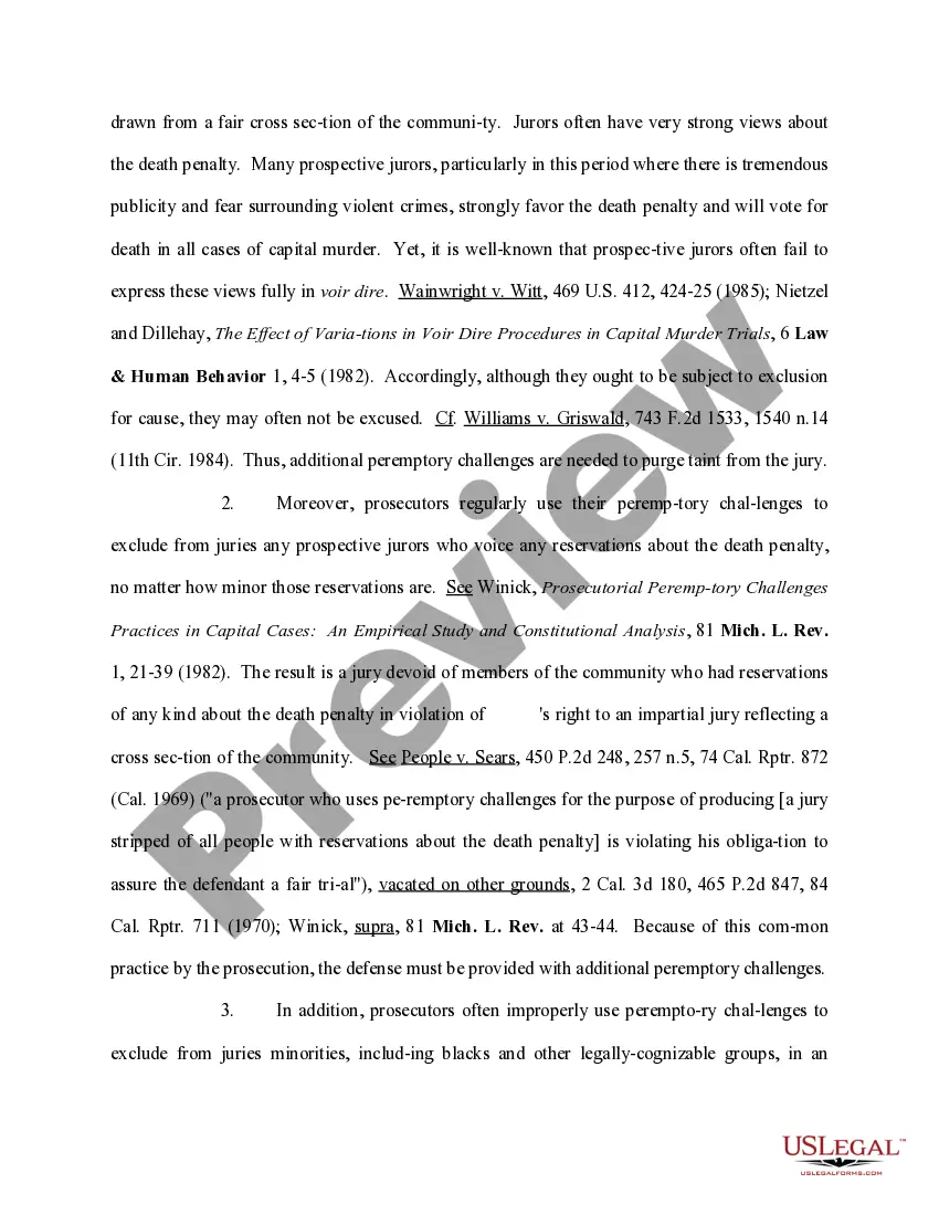 Get Motion for Additional Peremptory Challenges Preview Motion for Additional Peremptory Challenges