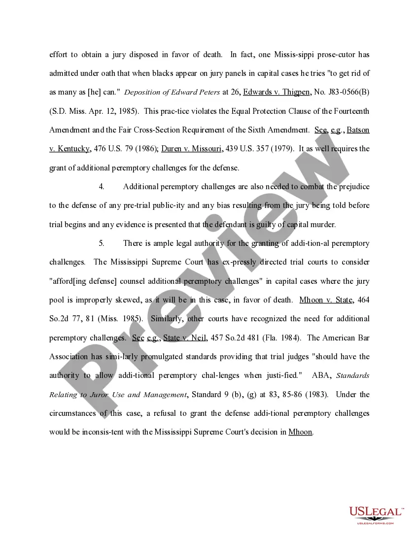 Get Motion for Additional Peremptory Challenges Preview Motion for Additional Peremptory Challenges