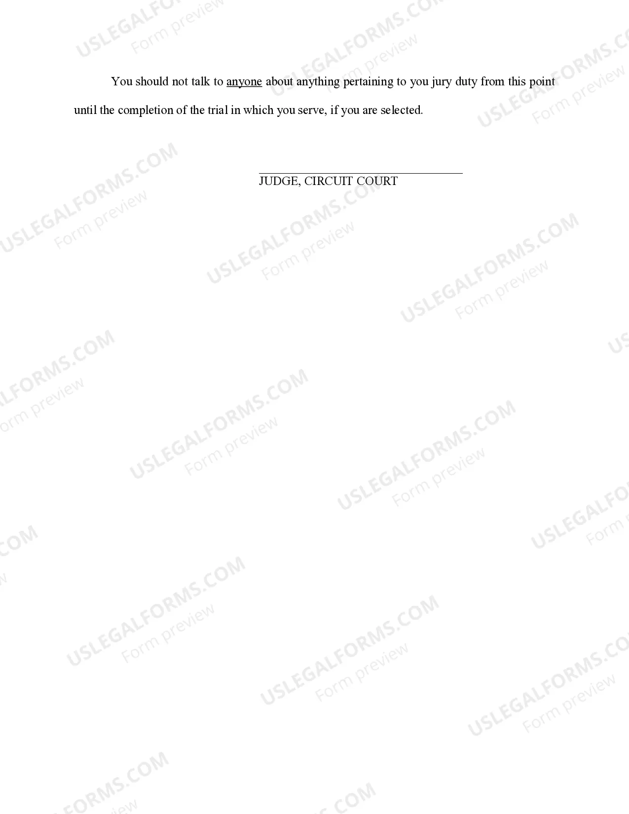 Preview Important Juror Questionnaire