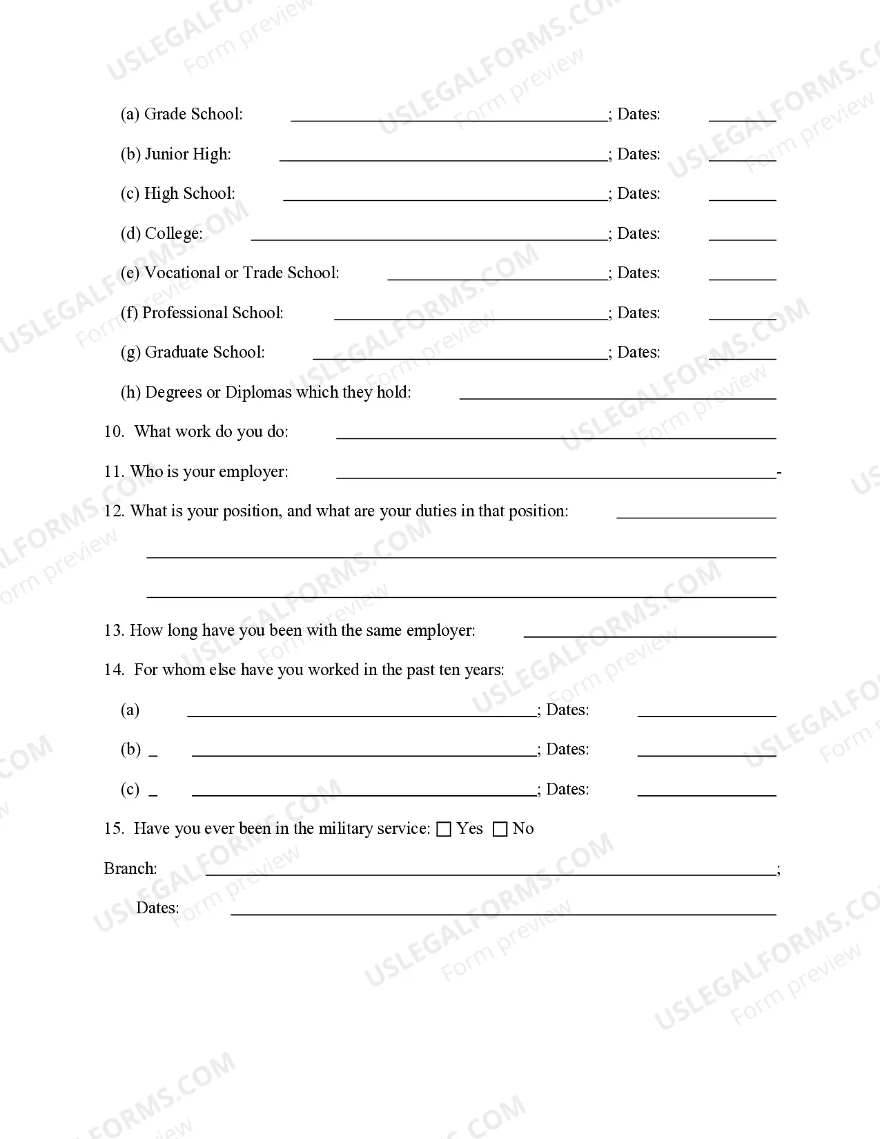 Preview Important Juror Questionnaire