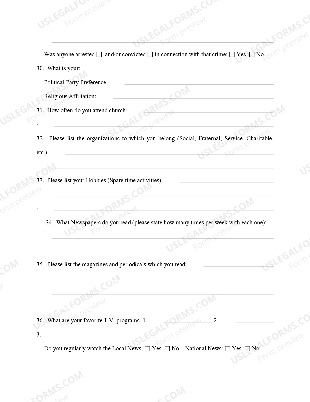 Preview Important Juror Questionnaire