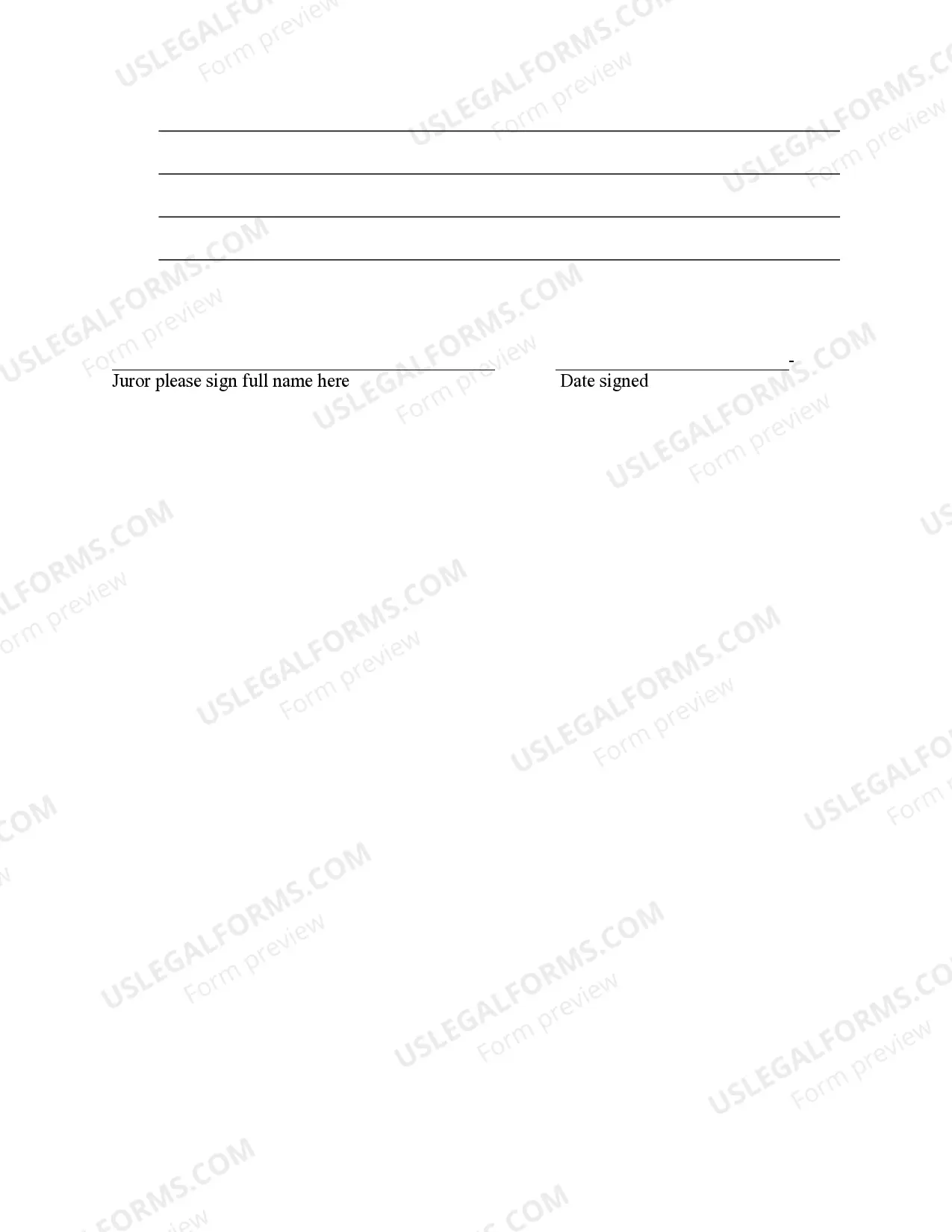 Preview Important Juror Questionnaire