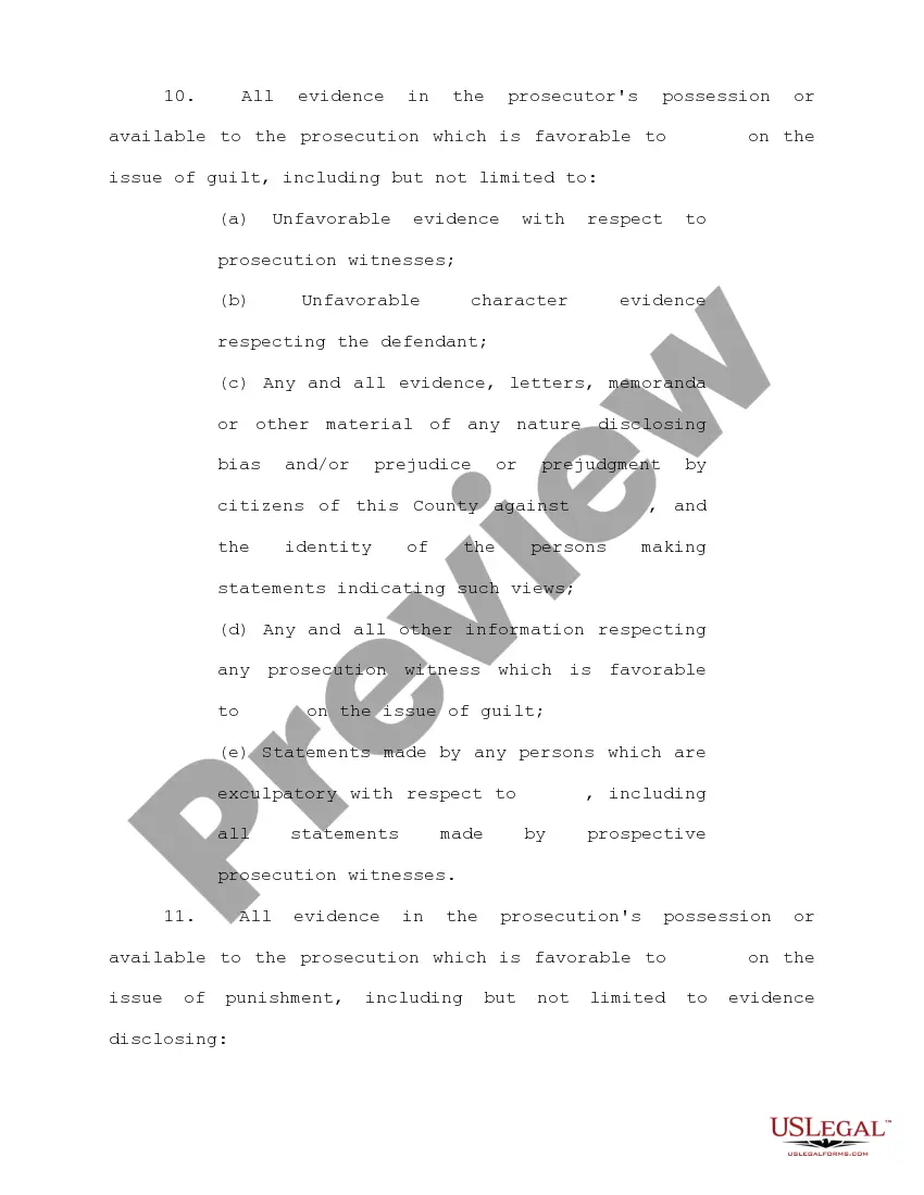 Preview Motion for Discovery of Information Necessary to Receive a Fair Trial