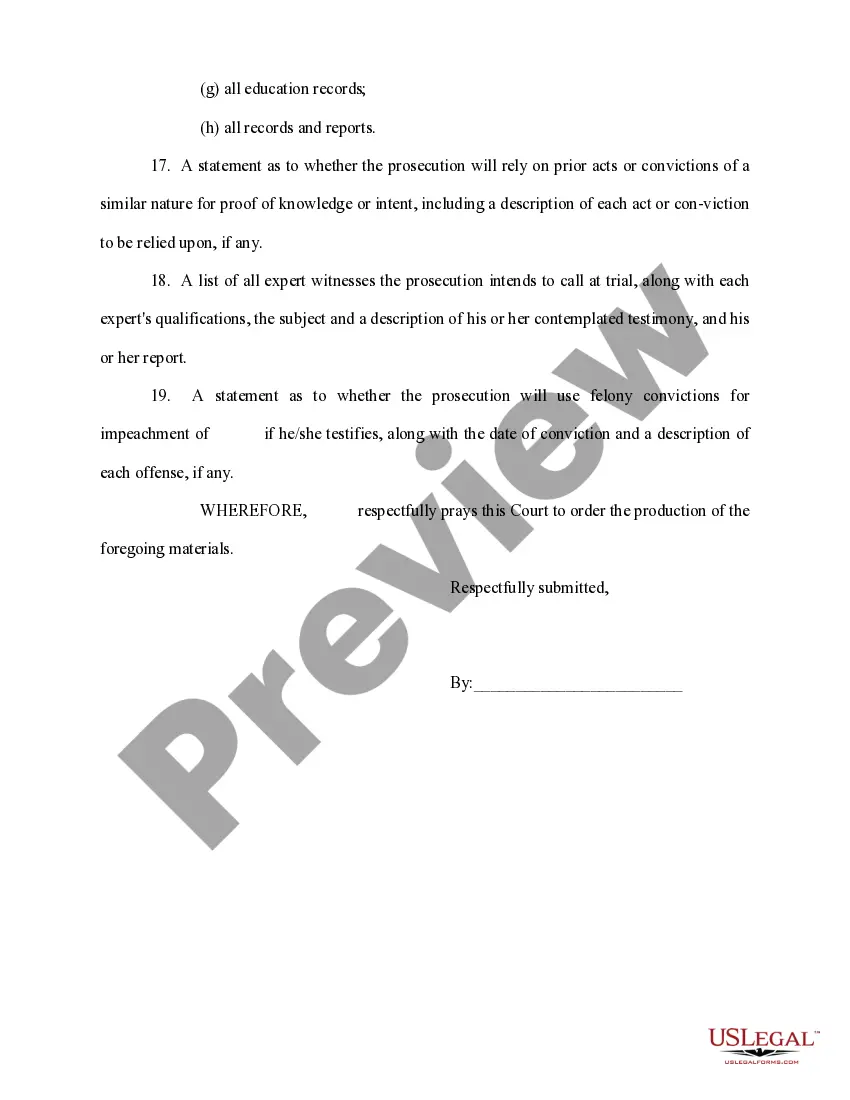 Preview Motion for Discovery of Information Necessary to Receive a Fair Trial