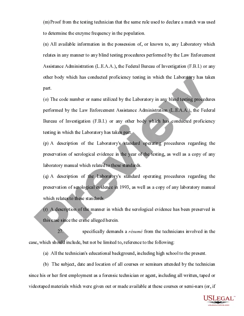 Get Motion for Discovery of Information Regarding State Experts Preview Motion for Discovery of Information Regarding State Experts