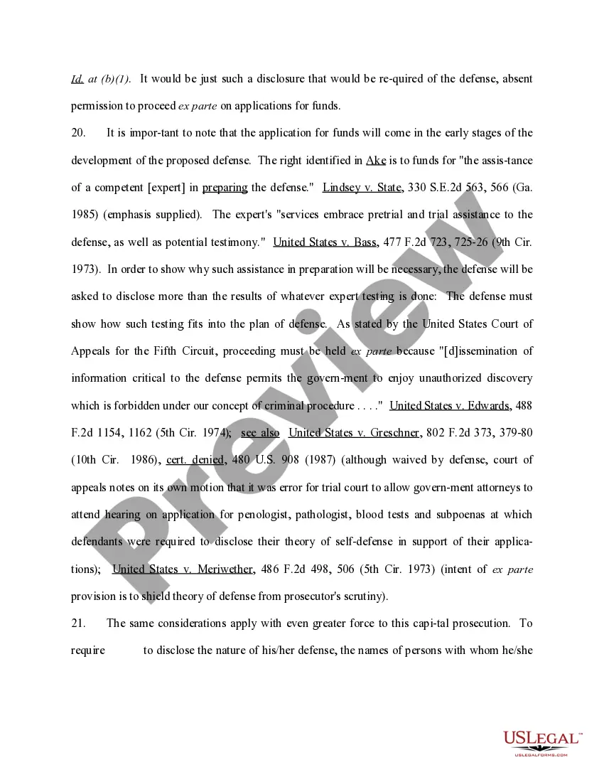 Preview Motion for Permission to Proceed Ex Parte on Applications for Funds