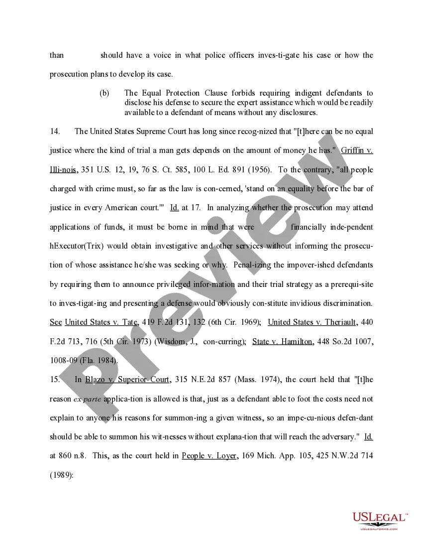 Preview Motion for Permission to Proceed Ex Parte on Applications for Funds