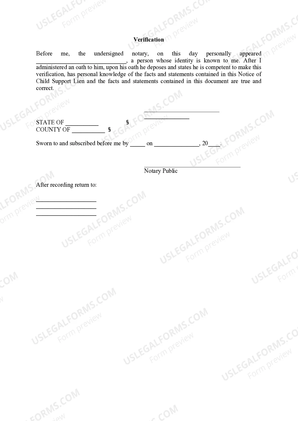 Preview Notice of Child Support