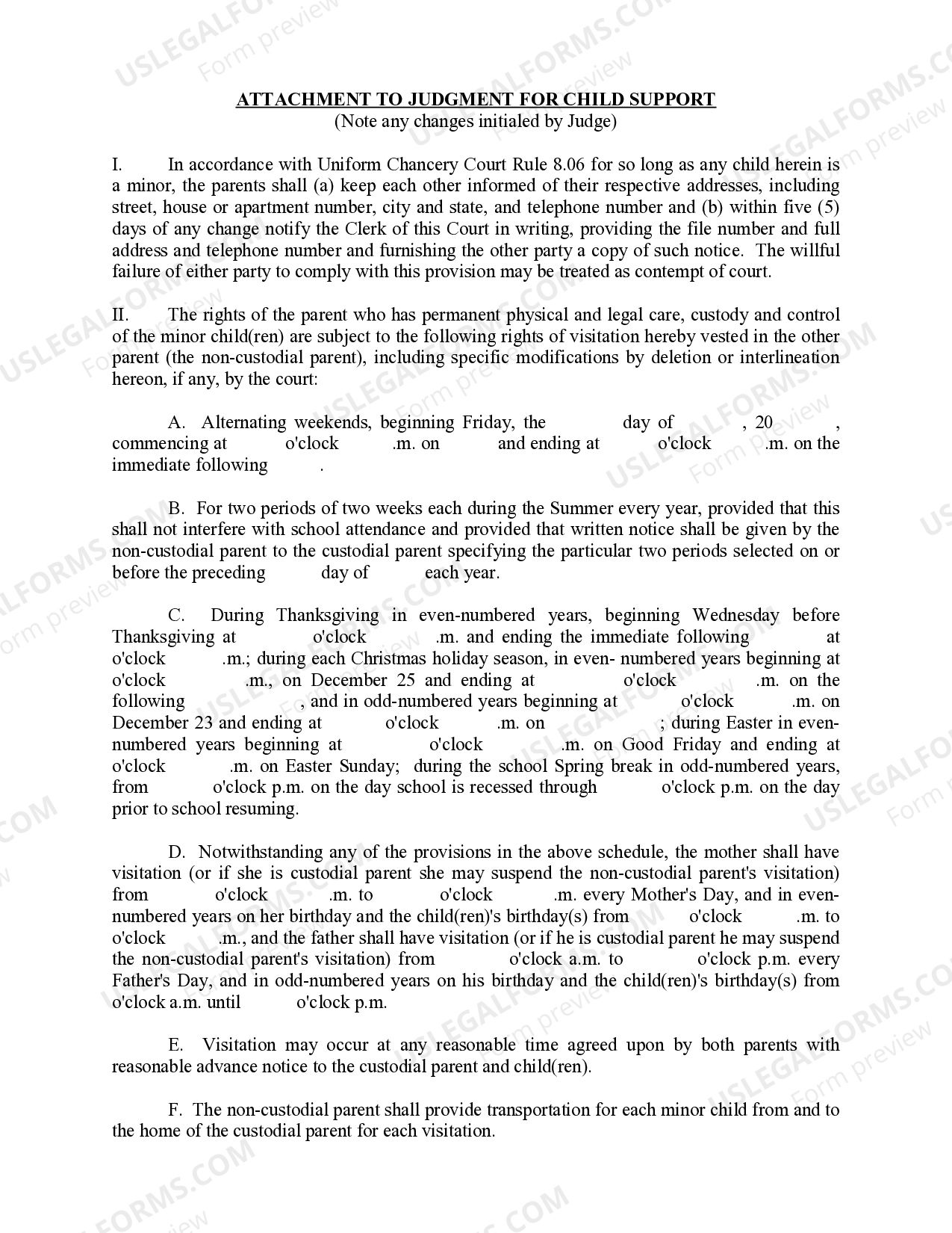 Mississippi Attachment to Judgment for Child Support Mississippi