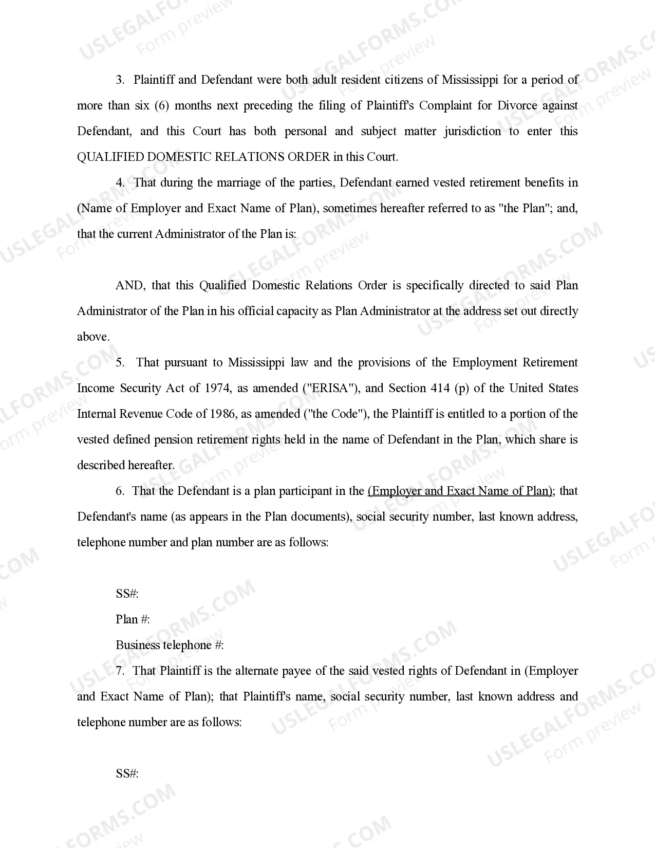 Preview Qualified Domestic Relations Order