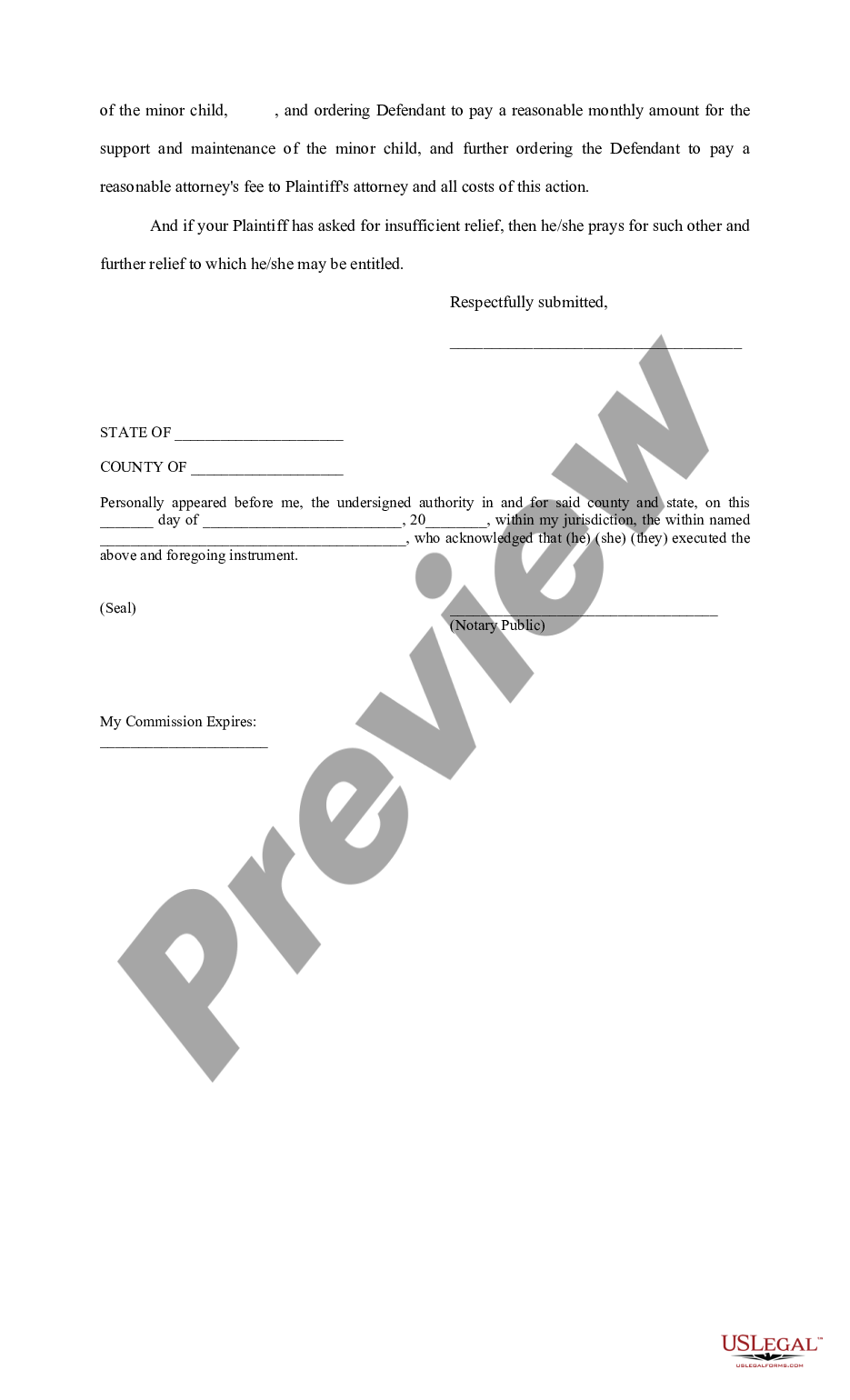 page 1 Complaint for Filiation and Child Support preview