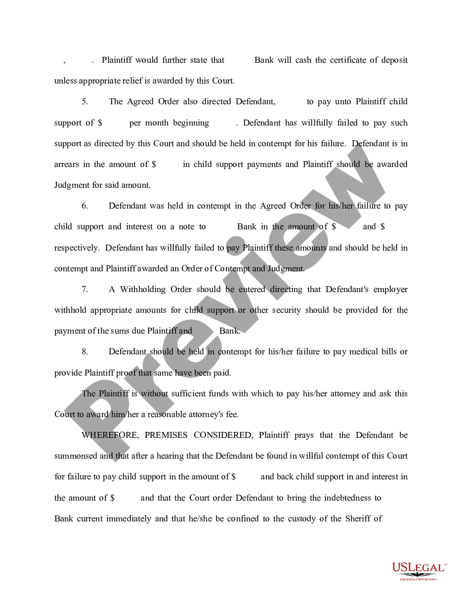 page 1 Petition to Find Defendant in Contempt preview