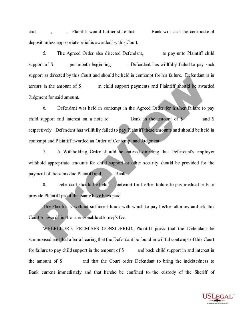 Get Petition to Find Defendant in Contempt Preview Petition to Find Defendant in Contempt