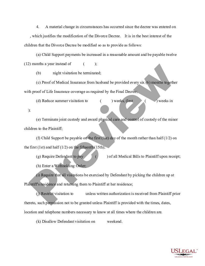 Mississippi Motion for Contempt and Modification Visitation Child