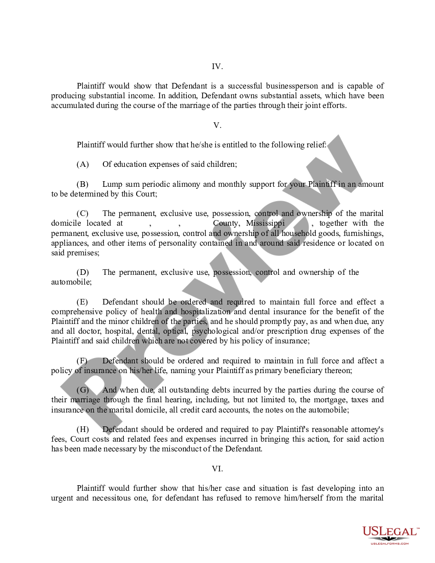 page 1 Complaint for Divorce preview