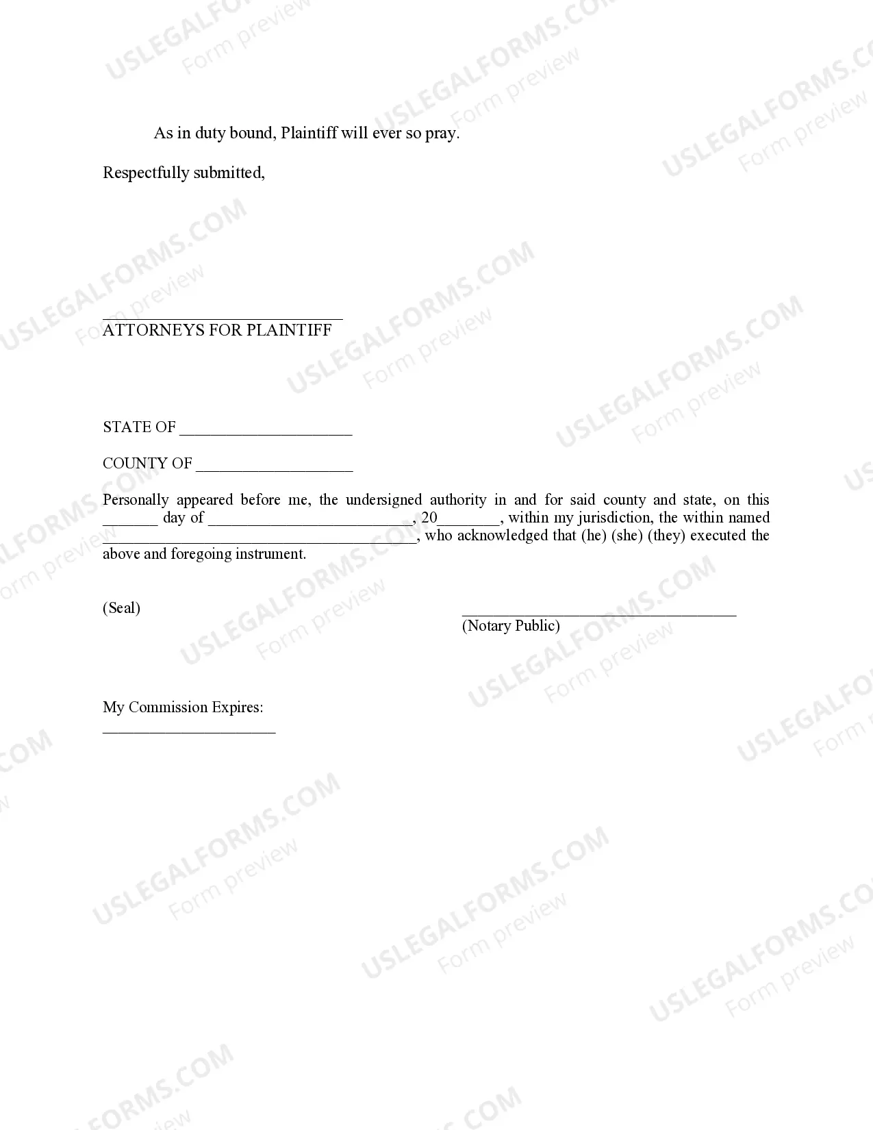 Preview Complaint for Divorce