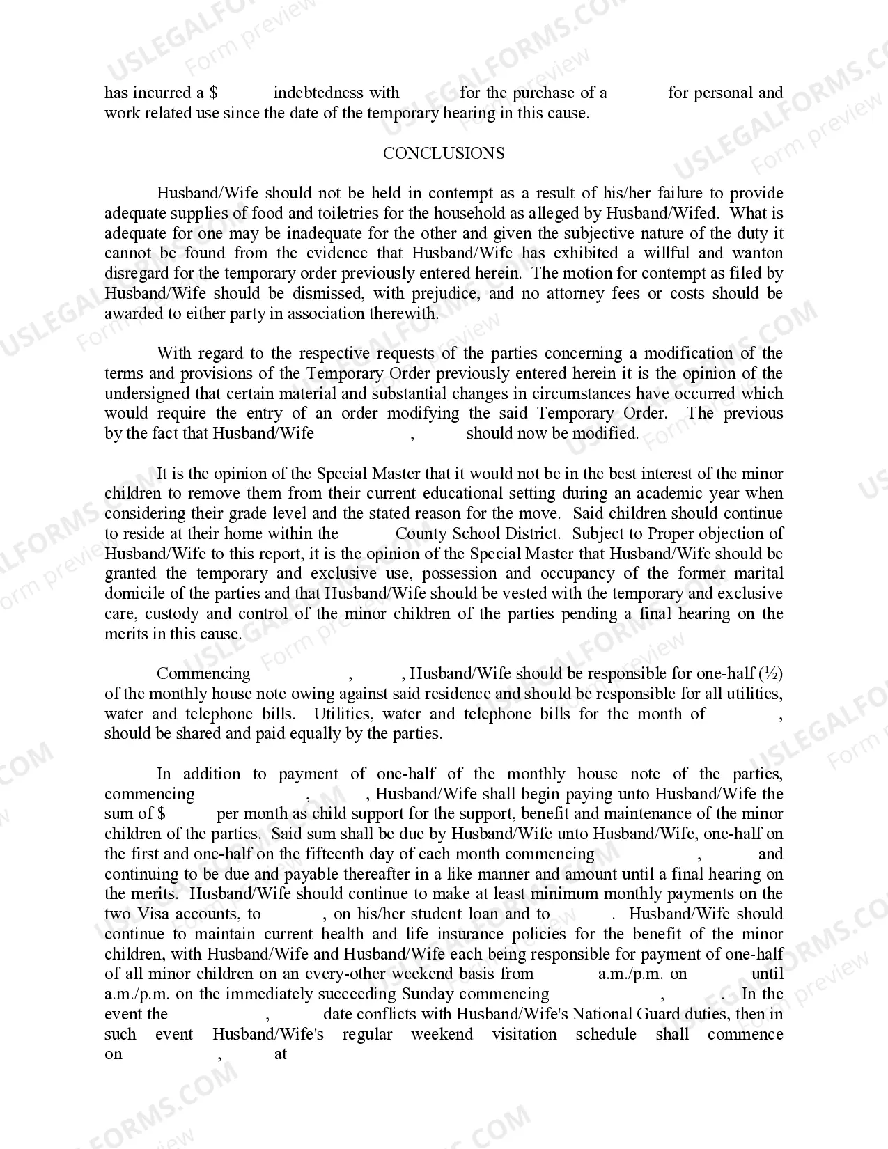 Preview Report of Special Master