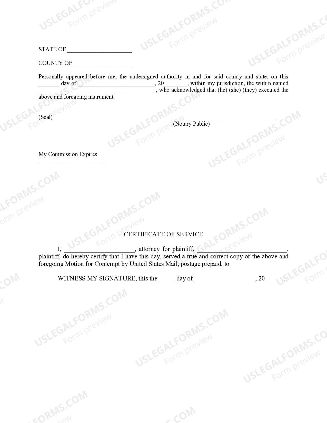 Mississippi Motion for Contempt US Legal Forms