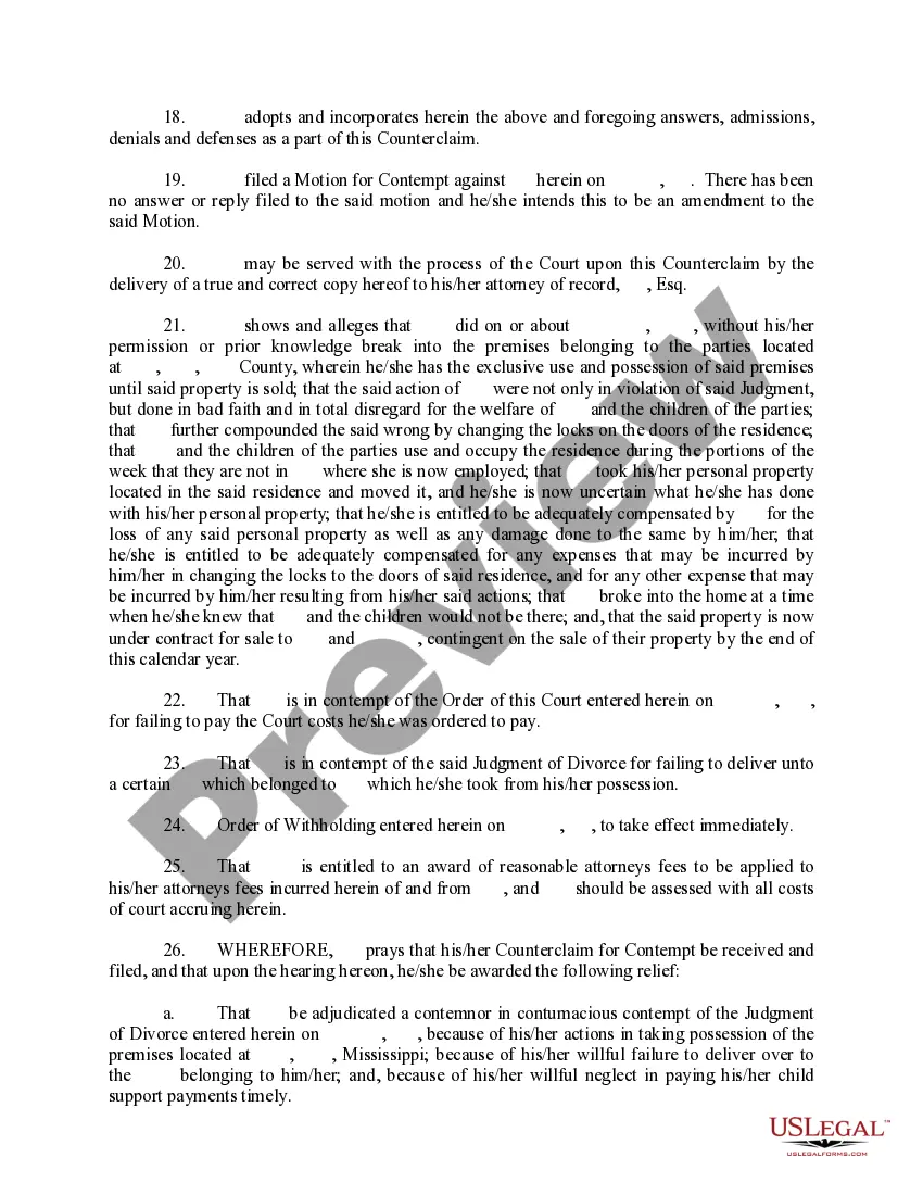 Get Answer to Motion for Modification and to Cite Respondent for Contempt and Counterclaim for Citation for Contempt Preview Answer to Motion for Modification and to Cite Respondent for Contempt and Counterclaim for Citation for Contempt
