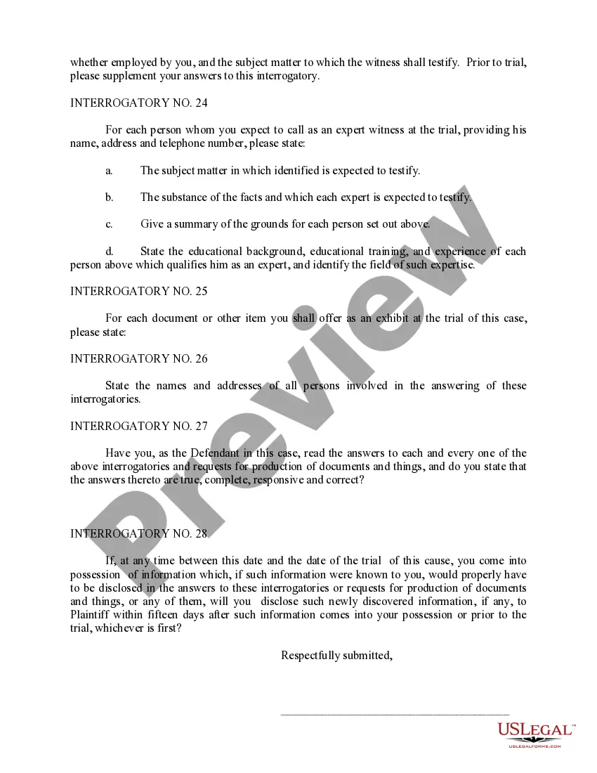 Preview Plaintiff's First Set of Interrogatories to Defendant